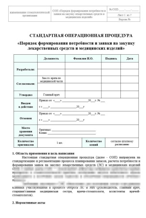 Полный комплект документов «Лекарственное обеспечение в стоматологии»